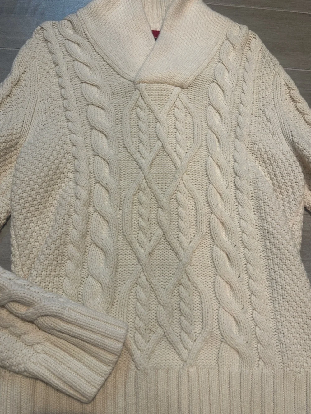 Banana Republic Cozy Cream Cable-Knit Shawl Collar Sweater